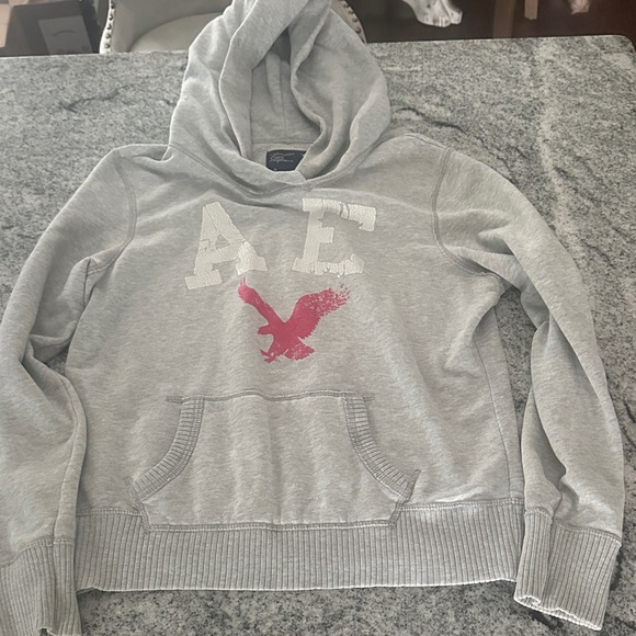 Y2K American Eagle Outfitters Light Gray Fleece - Picture 3 of 8